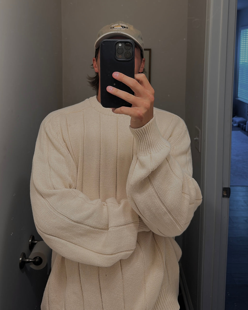 Vtg 90s Cream Dad Sweater